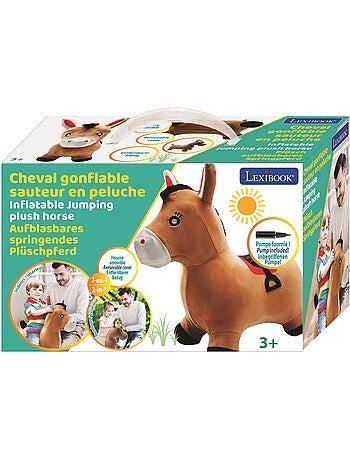 Poney gonfiabile con tuta in peluche