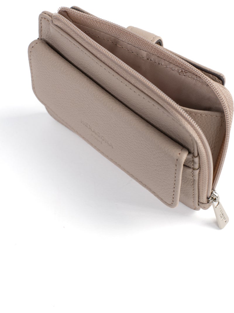 Porta-carte - 1 volet - pelle confort hexagona Beige - Kiabi