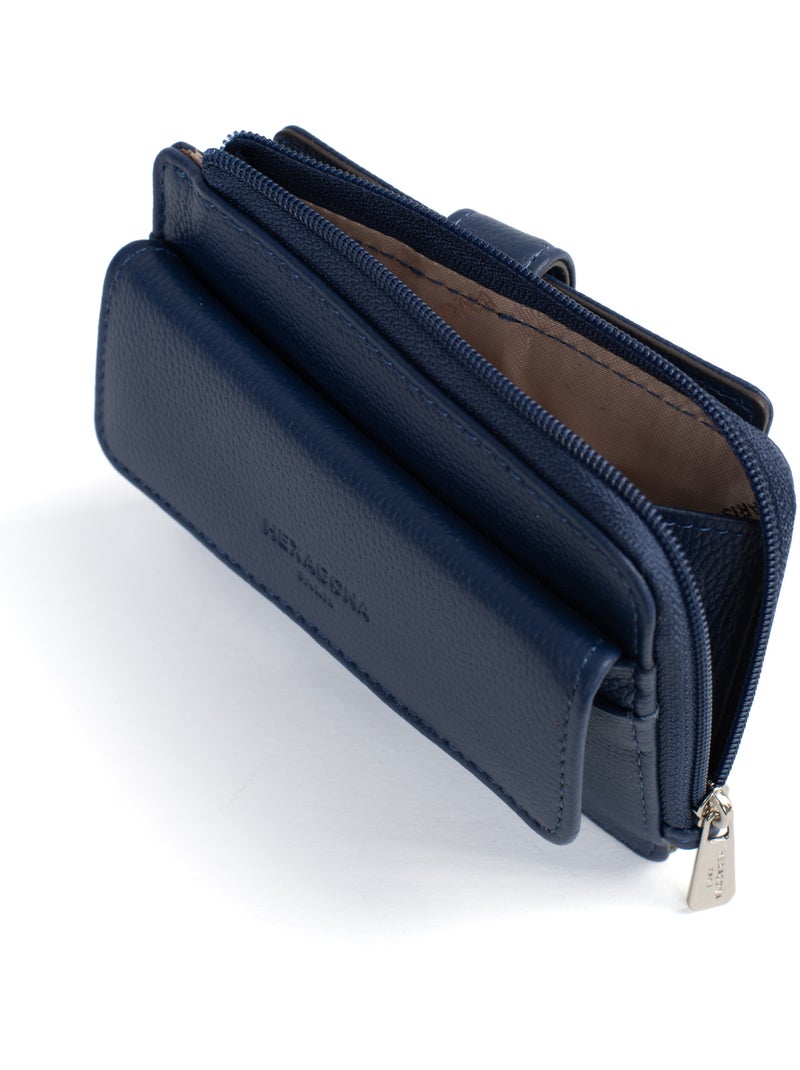 Porta-carte - 1 volet - pelle confort hexagona Blu - Kiabi