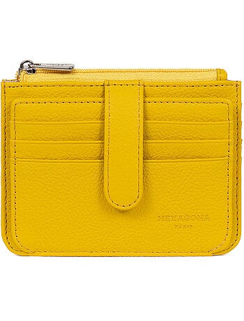 Porta-carte - 1 volet - pelle confort hexagona