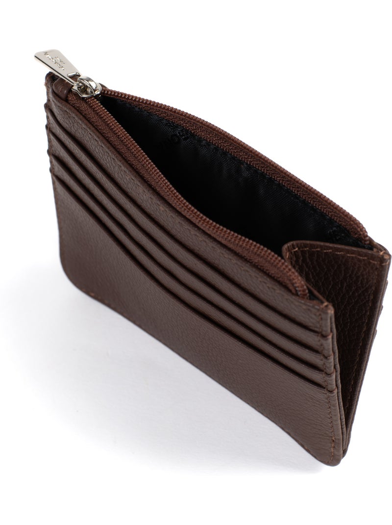 Porta-carte - 1 volet - pelle confort hexagona Marrone cioccolato - Kiabi