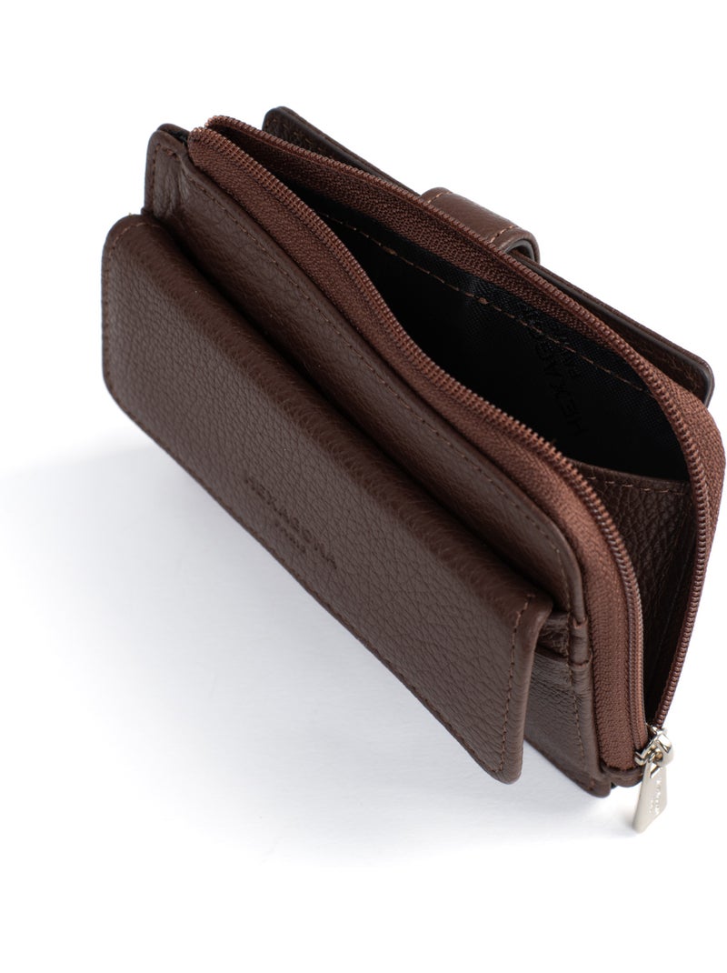 Porta-carte - 1 volet - pelle confort hexagona Marrone cioccolato - Kiabi
