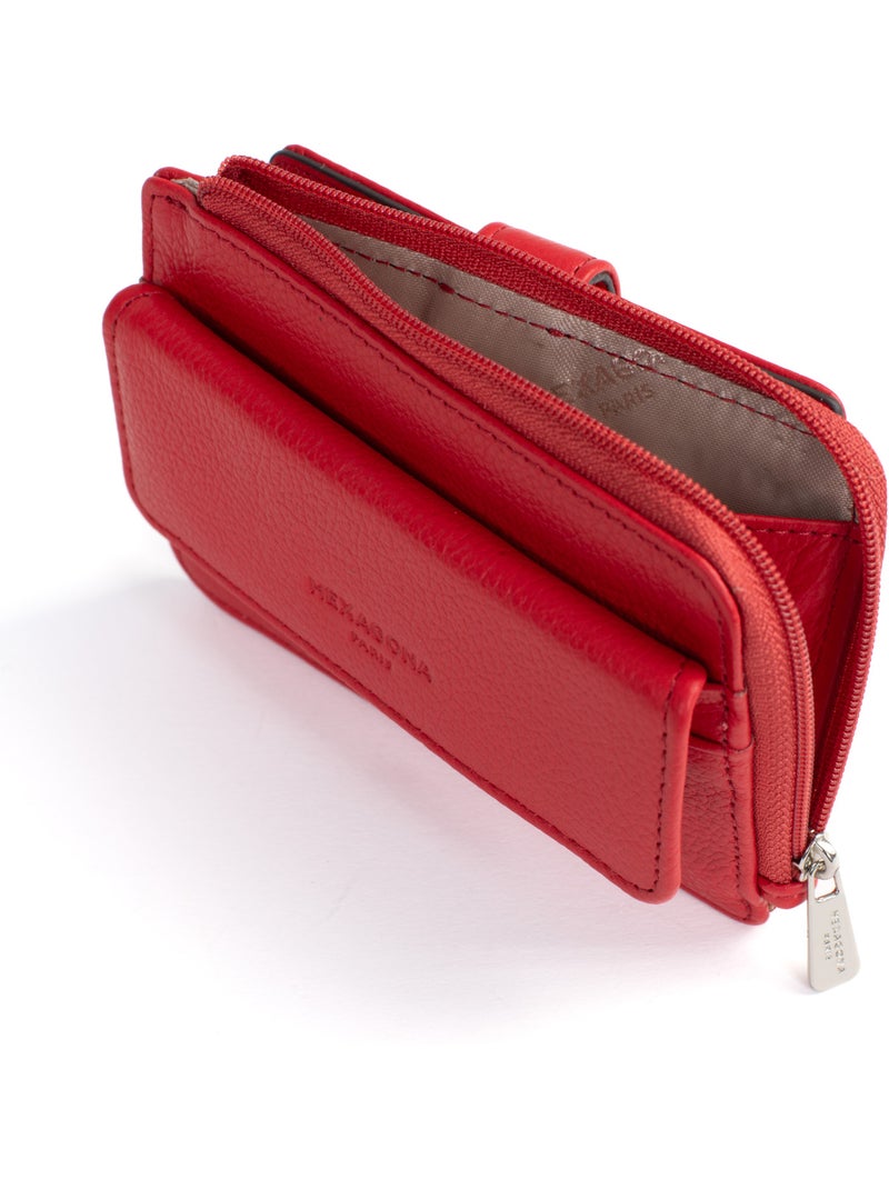 Porta-carte - 1 volet - pelle confort hexagona Rosso pomodoro - Kiabi
