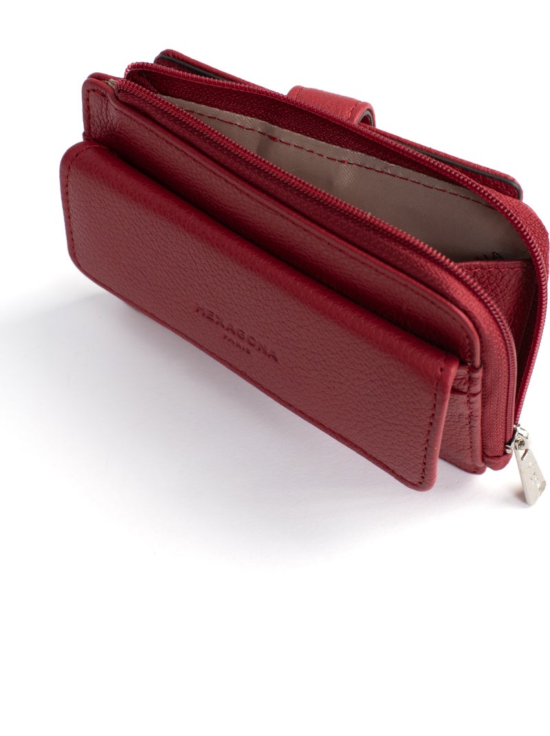 Porta-carte - 1 volet - pelle confort hexagona Rosso scuro - Kiabi