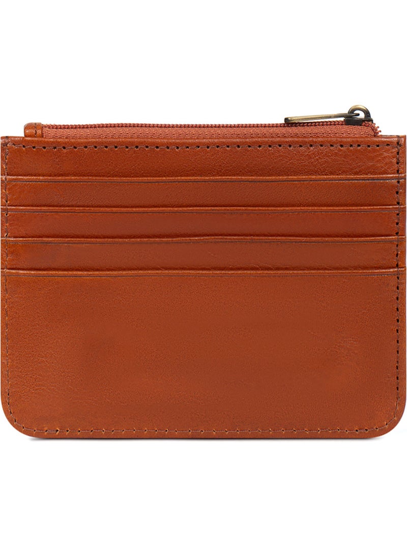 Porta-carte - 1 volet - pelle ondine hexagona Cognac - Kiabi
