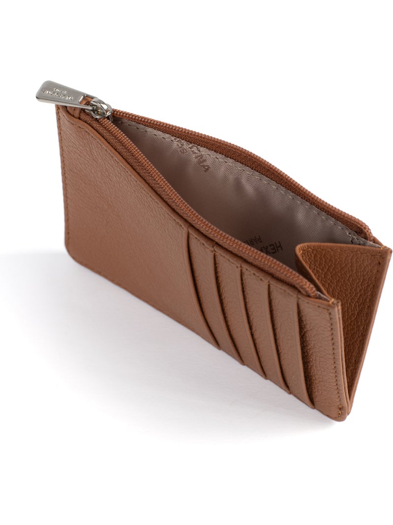 Porta-carte - pelle confort hexagona Marrone chiaro - Kiabi
