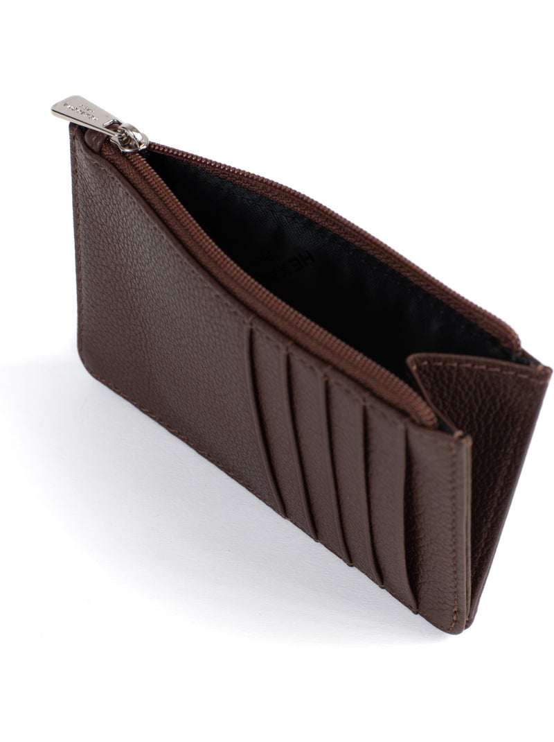Porta-carte - pelle confort hexagona Marrone cioccolato - Kiabi