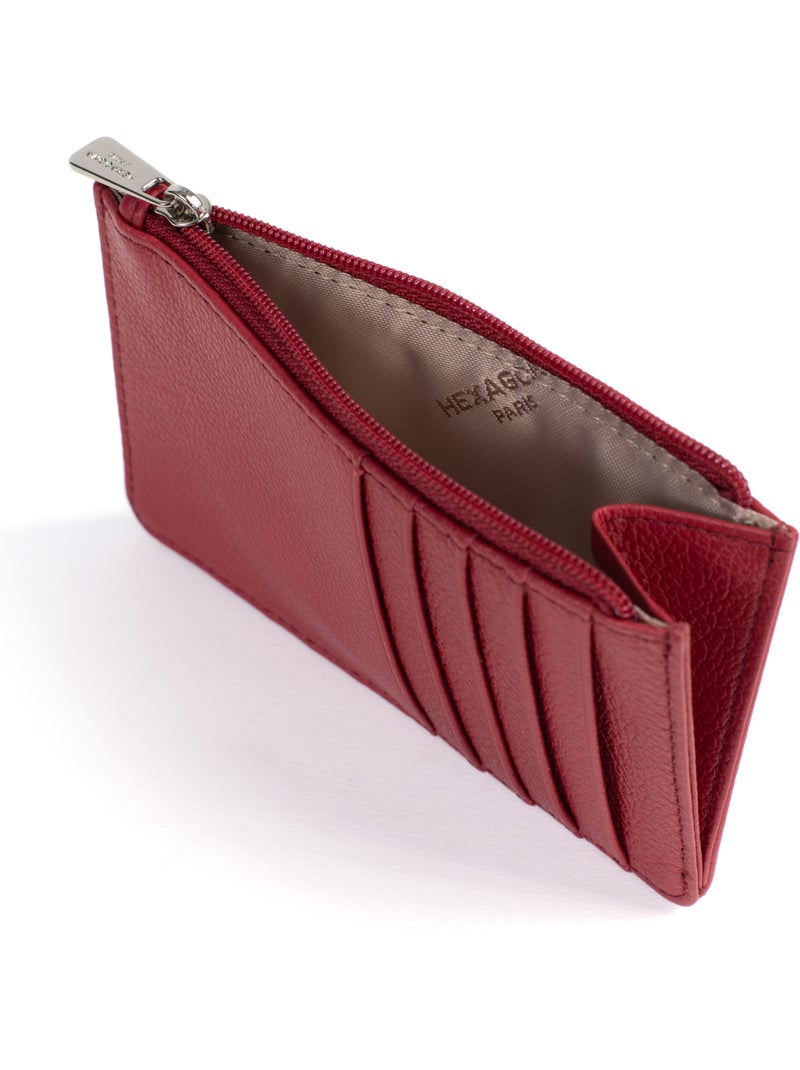 Porta-carte - pelle confort hexagona Rosso scuro - Kiabi