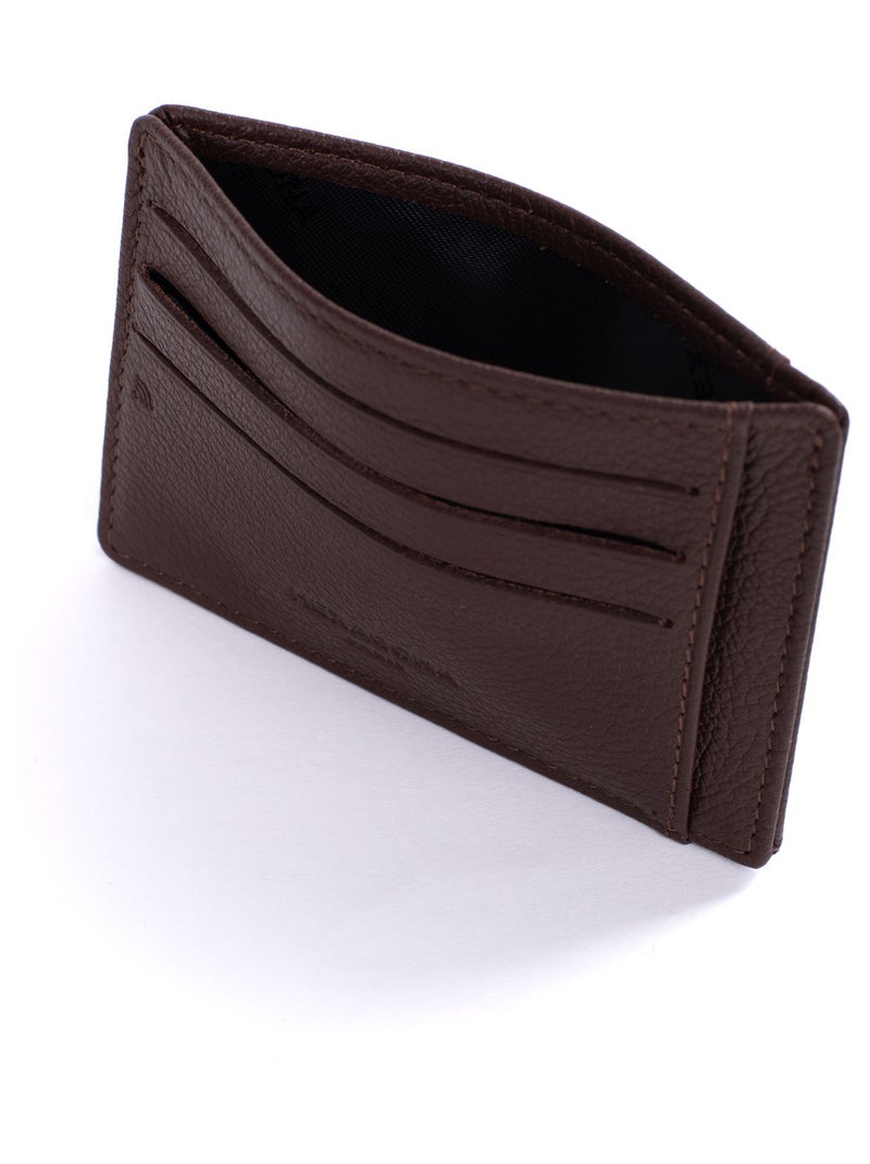 Porta carte - stop rfid - pelle confort hexagona Marrone cioccolato - Kiabi