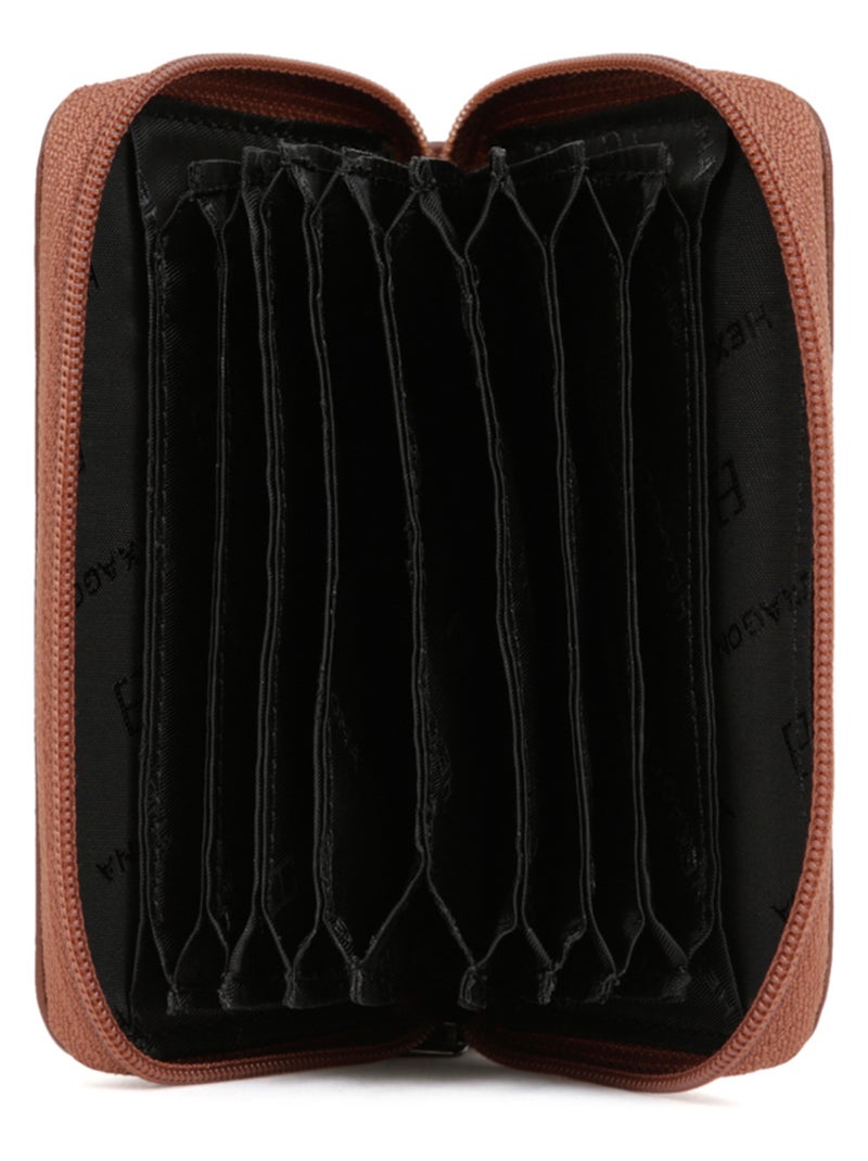 Porta carte - stop rfid - pelle sensation hexagona Cognac - Kiabi