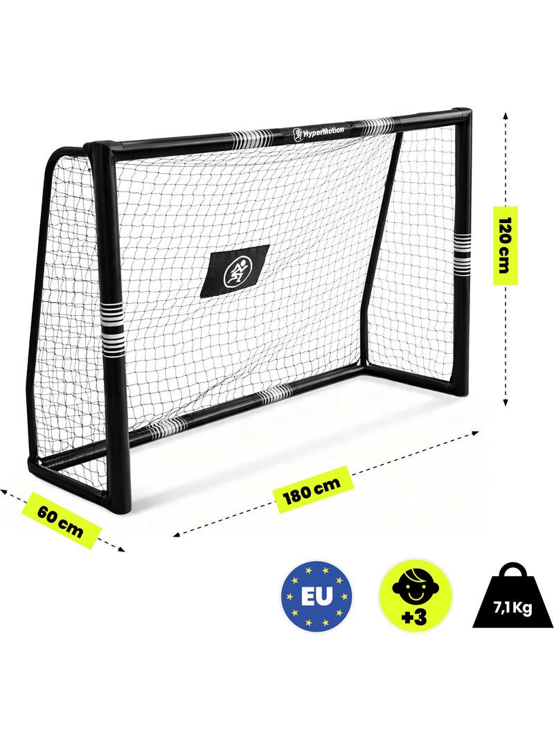 Porta da calcio HyperMotion 180 x 120 cm nera con rete e picchetti di fissaggio Nero - Kiabi