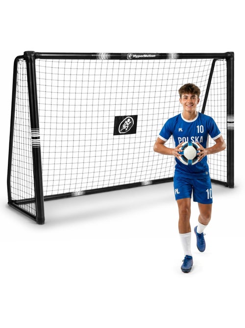 Porta da calcio HyperMotion 240 x 160 cm nera con rete e picchetti di fissaggio - Kiabi Porta da calcio HyperMotion 240 x 160 cm nera con rete e picchetti di fissaggio - Kiabi