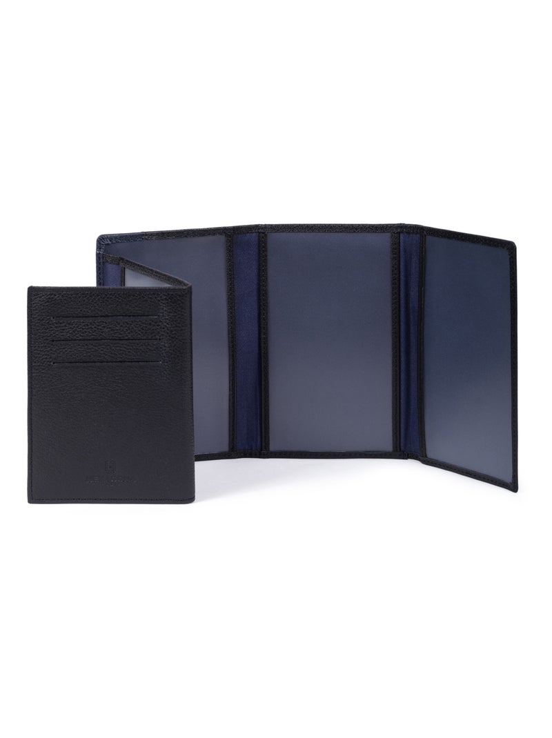 Porta-documenti - 3 ante - stop rfid - pelle duo hexagona Nero Blu - Kiabi
