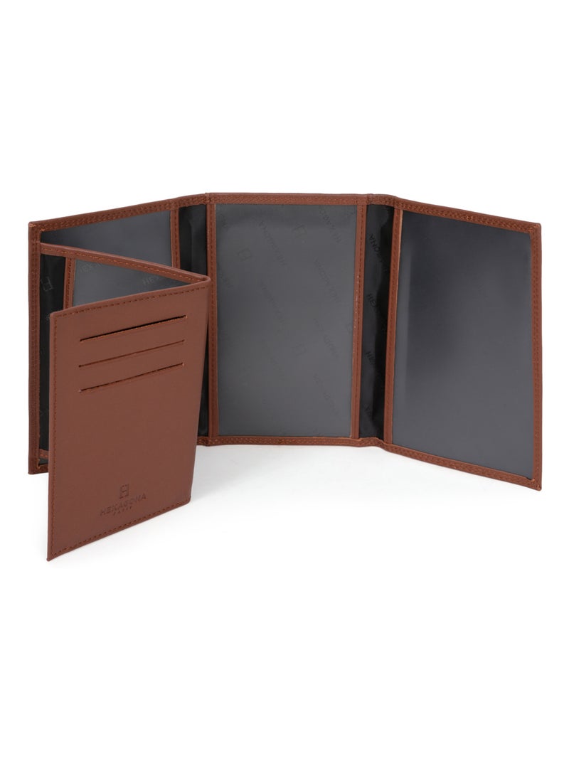Porta-documenti - 3 ante - stop rfid - pelle sensation hexagona Cognac - Kiabi