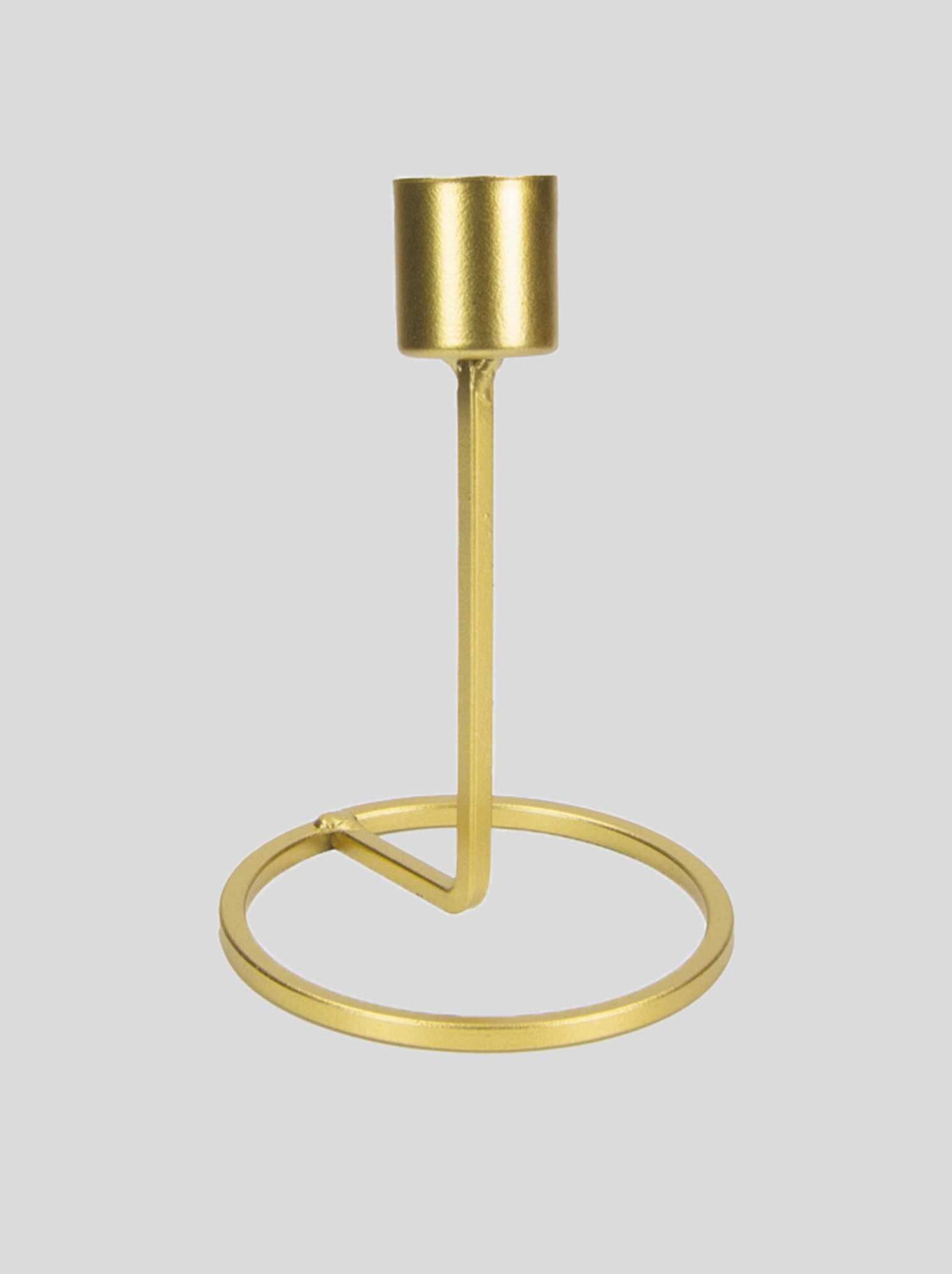 Portacandele in metallo dorato con base in marmo cm 10x10x32 Star