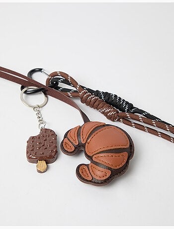 Portachiavi con charm a forma di croissant, mo fashion