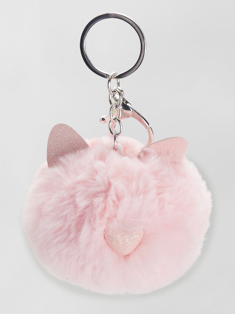 Portachiavi pelliccia ecologica 'gatto' rosa - Kiabi