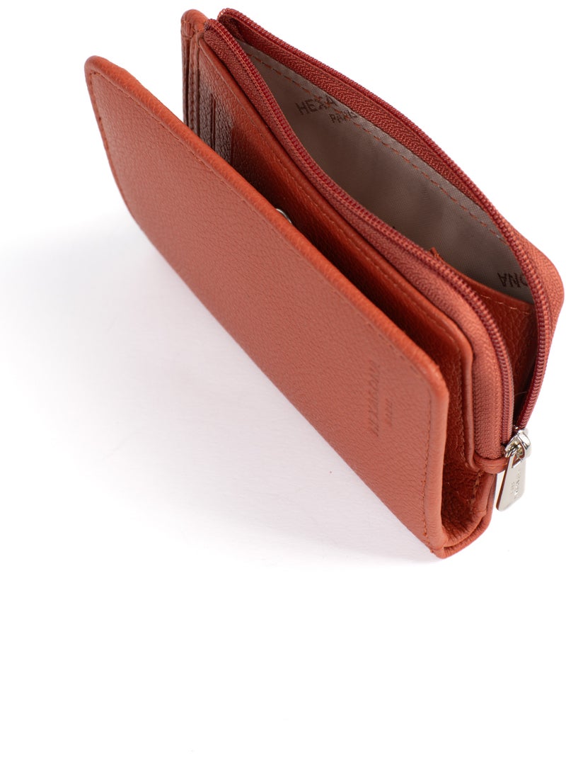 Portafoglio - 1 ante - Stop RFID - Pelle CONFORT Arancione - Kiabi