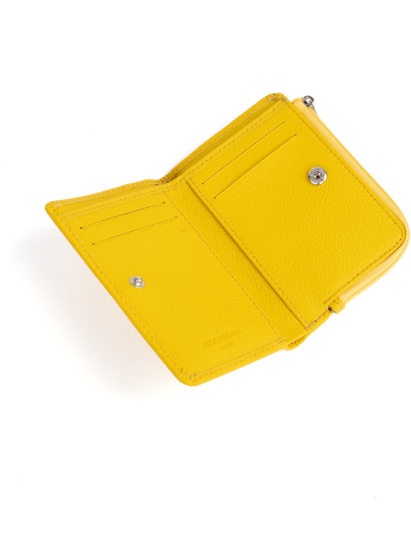 Portafoglio - 1 ante - Stop RFID - Pelle CONFORT Giallo - Kiabi