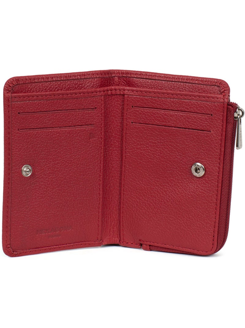Portafoglio - 1 ante - Stop RFID - Pelle CONFORT Rosso scuro - Kiabi