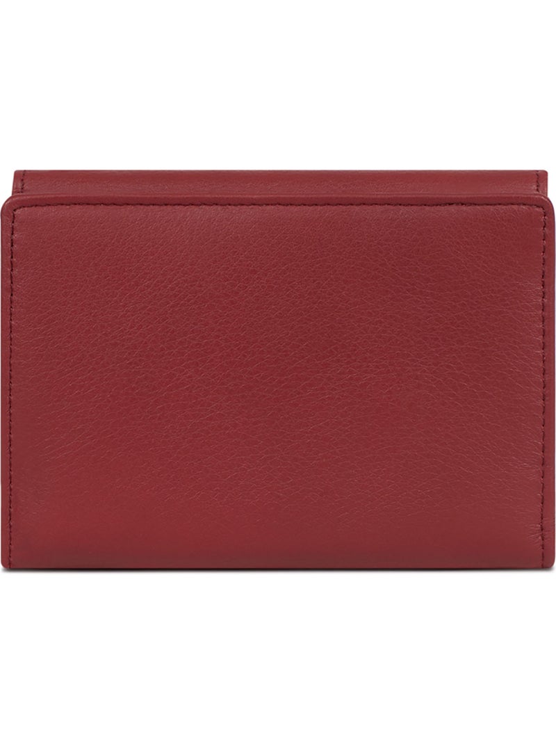 Portafoglio - 1 scomparto - stop rfid - pelle di vitello taima hexagona Rosso scuro - Kiabi