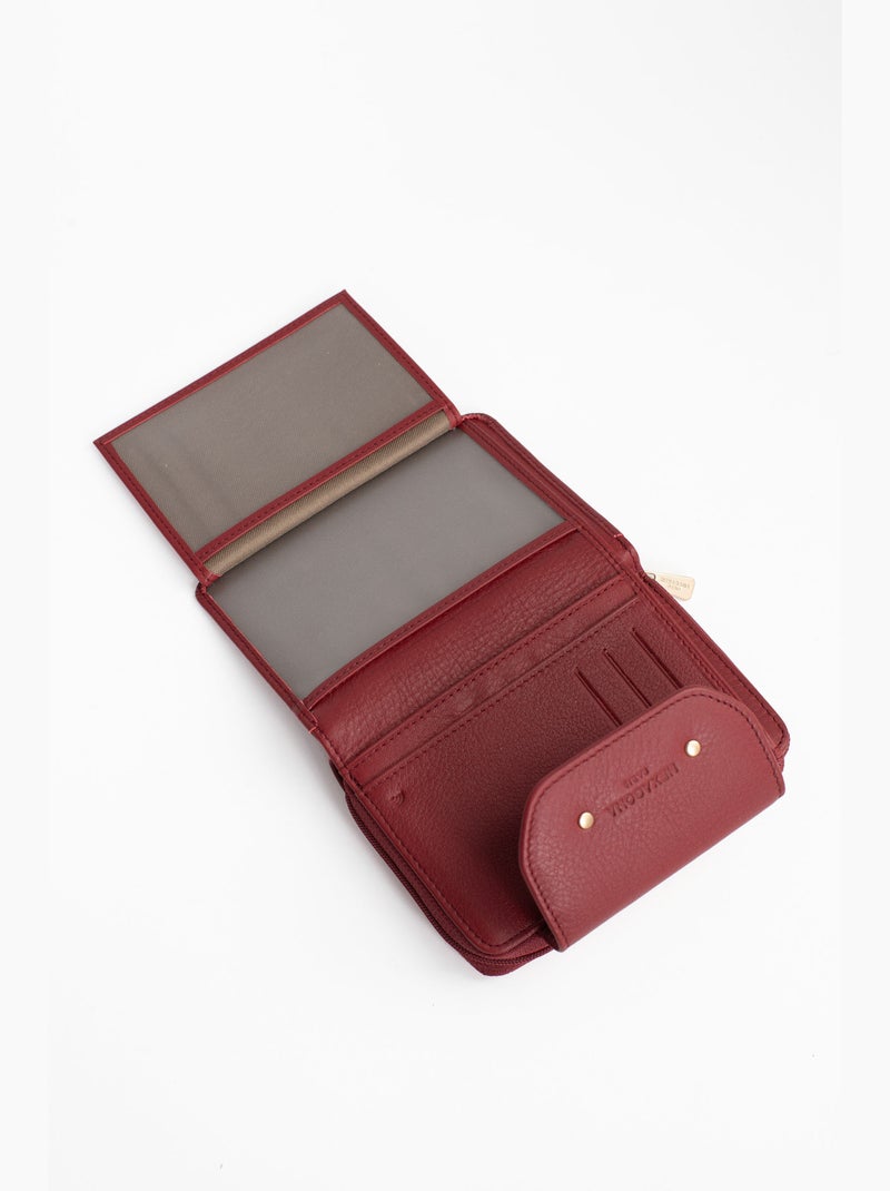 Portafoglio - 2 scomparti - stop rfid - pelle di vitello taima Rosso scuro - Kiabi