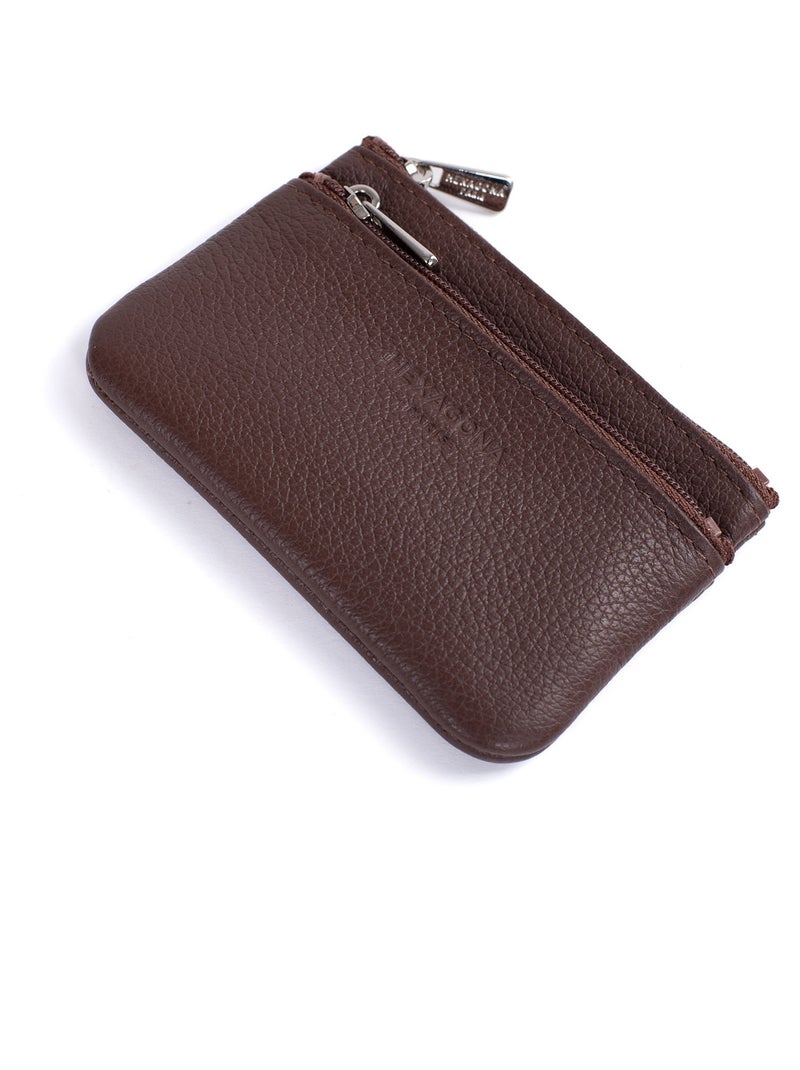 Portafoglio - stop rfid - pelle confort hexagona Marrone cioccolato - Kiabi