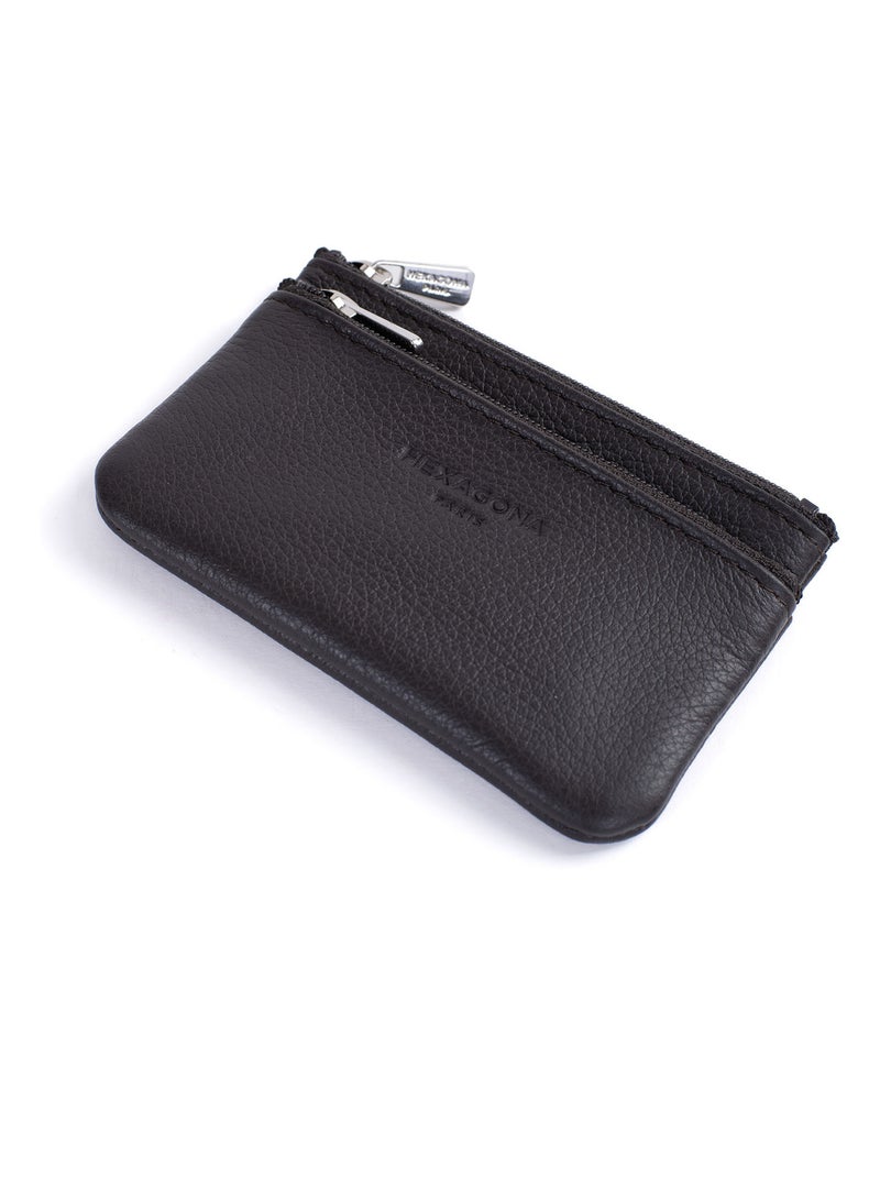 Portafoglio - stop rfid - pelle confort hexagona Marrone scuro - Kiabi