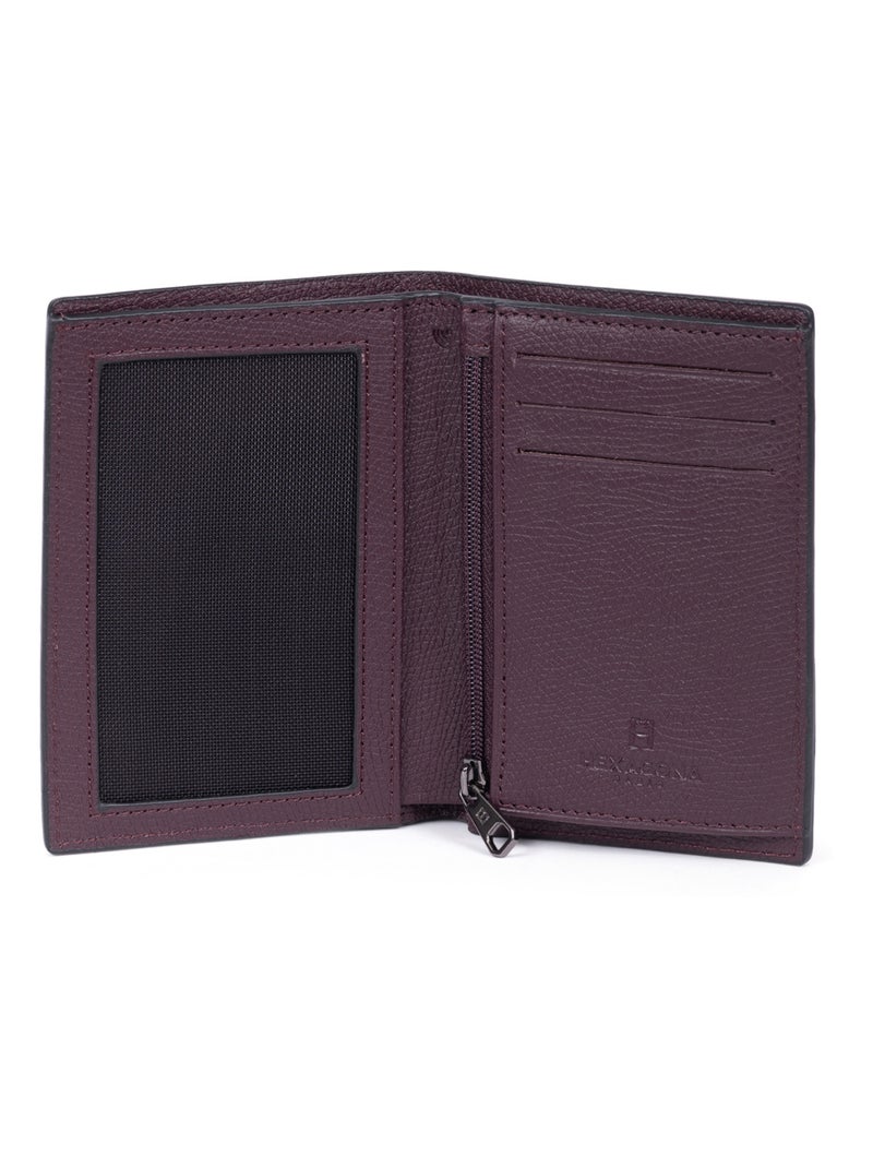 Portafoglio europeo - 1 ante - Stop RFID - Pelle DANDY Bordeaux - Kiabi
