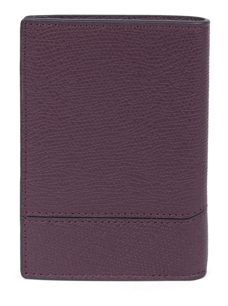 Portafoglio europeo - 1 ante - Stop RFID - Pelle DANDY Bordeaux - Kiabi