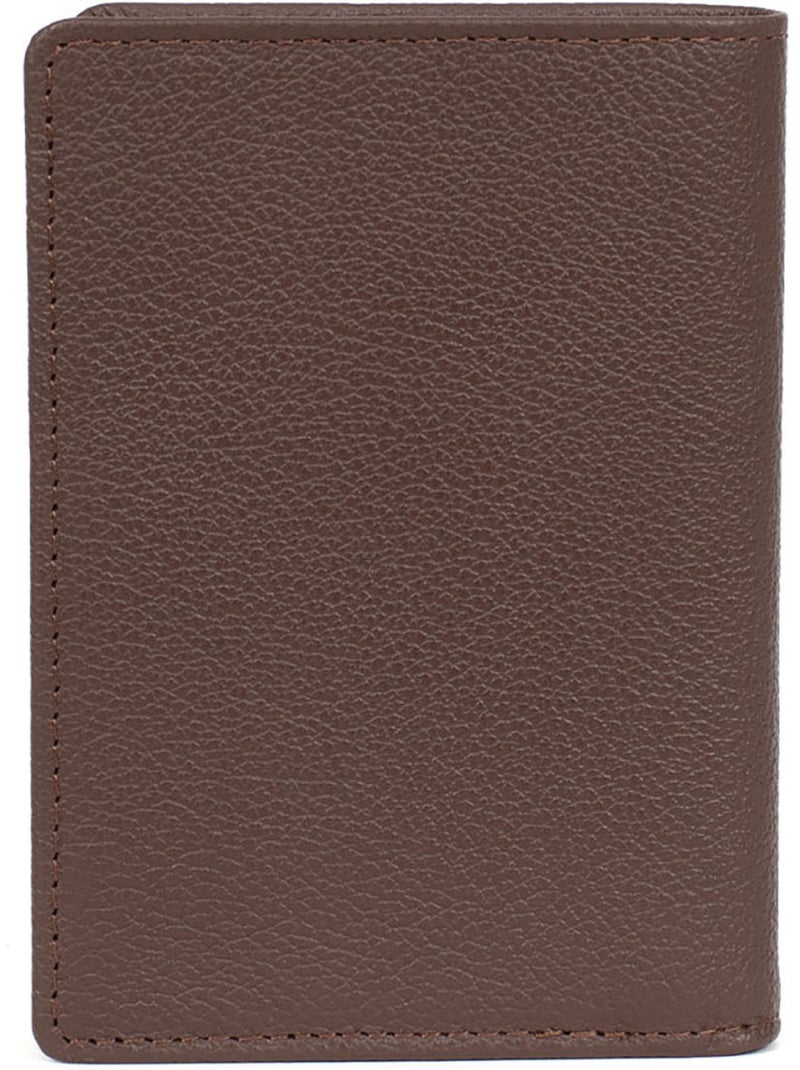 Portafoglio europeo - 1 ante - stop rfid - pelle di vitello confort hexagona Marrone cioccolato - Kiabi