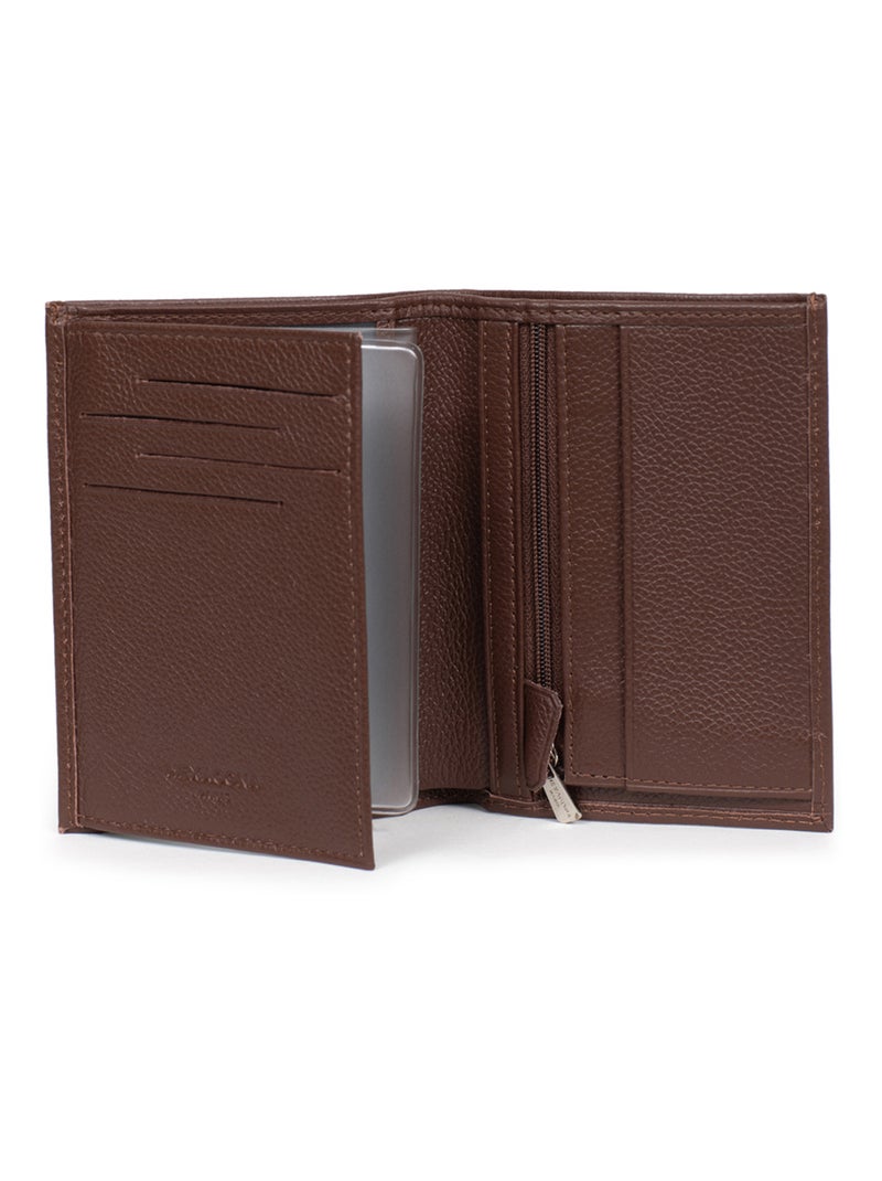 Portafoglio europeo - 2 ante - pelle confort hexagona Marrone cioccolato - Kiabi