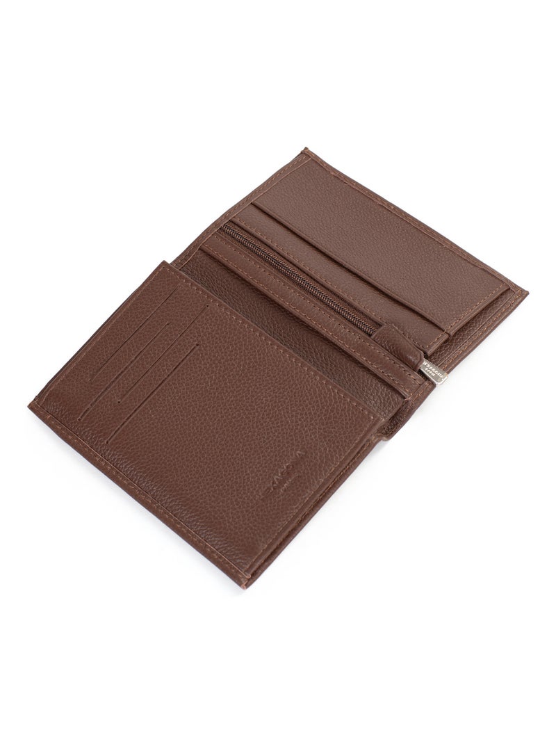 Portafoglio europeo - 2 ante - pelle confort hexagona Marrone cioccolato - Kiabi
