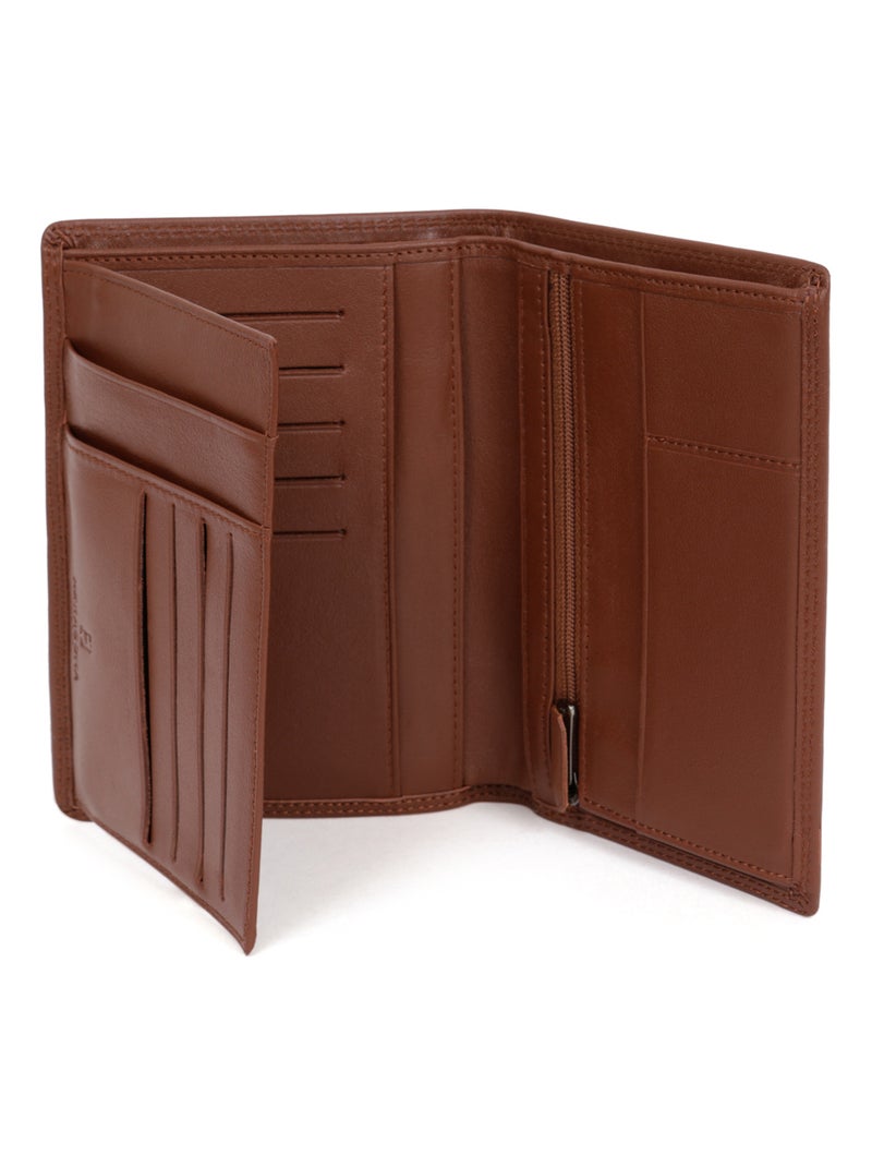 Portafoglio europeo - 2 ante - stop rfid - pelle sensation hexagona Cognac - Kiabi