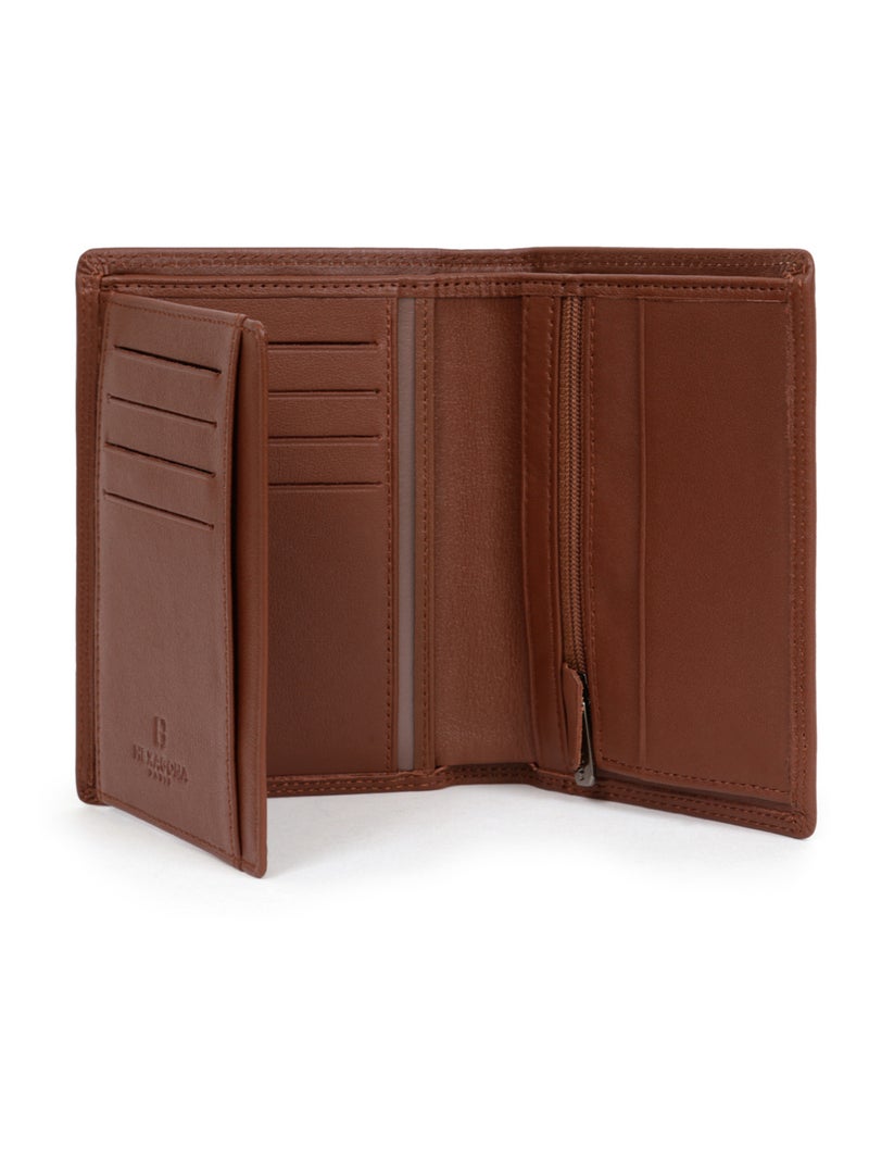 Portafoglio europeo - 2 ante - stop rfid - pelle sensation hexagona Cognac - Kiabi