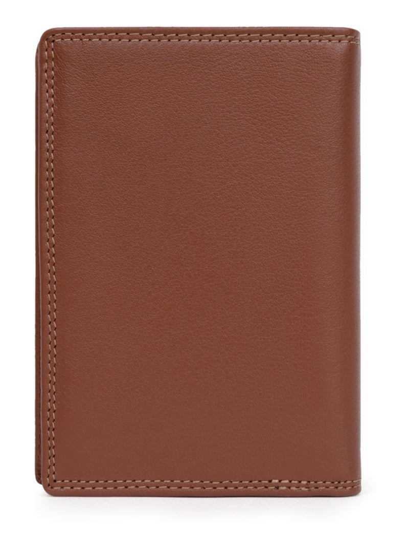Portafoglio europeo - 2 ante - stop rfid - pelle sensation hexagona Cognac - Kiabi