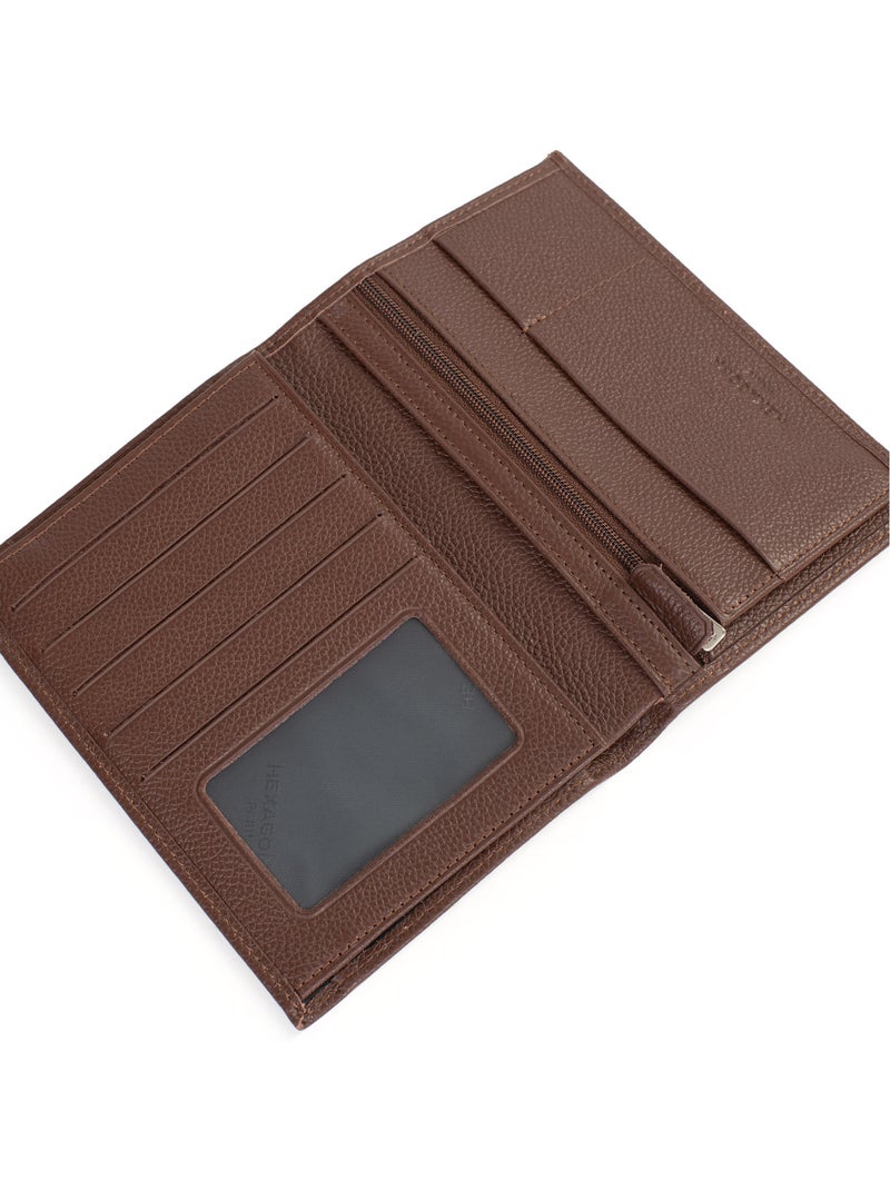 Portafoglio europeo - 2 scomparti - pelle confort hexagona Marrone cioccolato - Kiabi