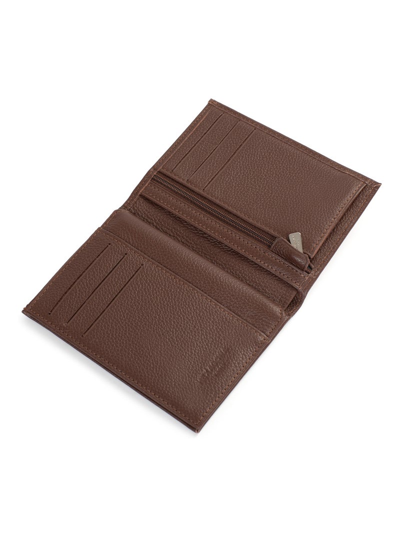 Portafoglio europeo - 2 scomparti - pelle confort hexagona Marrone cioccolato - Kiabi
