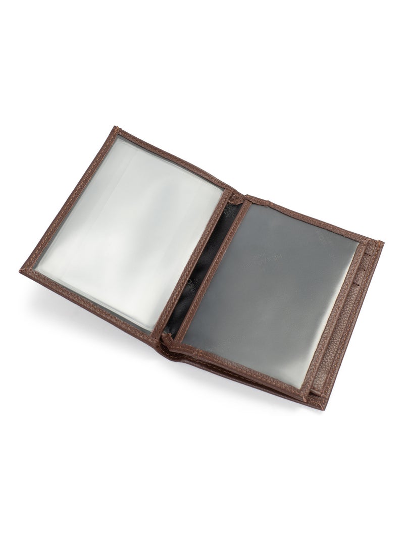 Portafoglio europeo - 2 scomparti - pelle confort hexagona Marrone cioccolato - Kiabi
