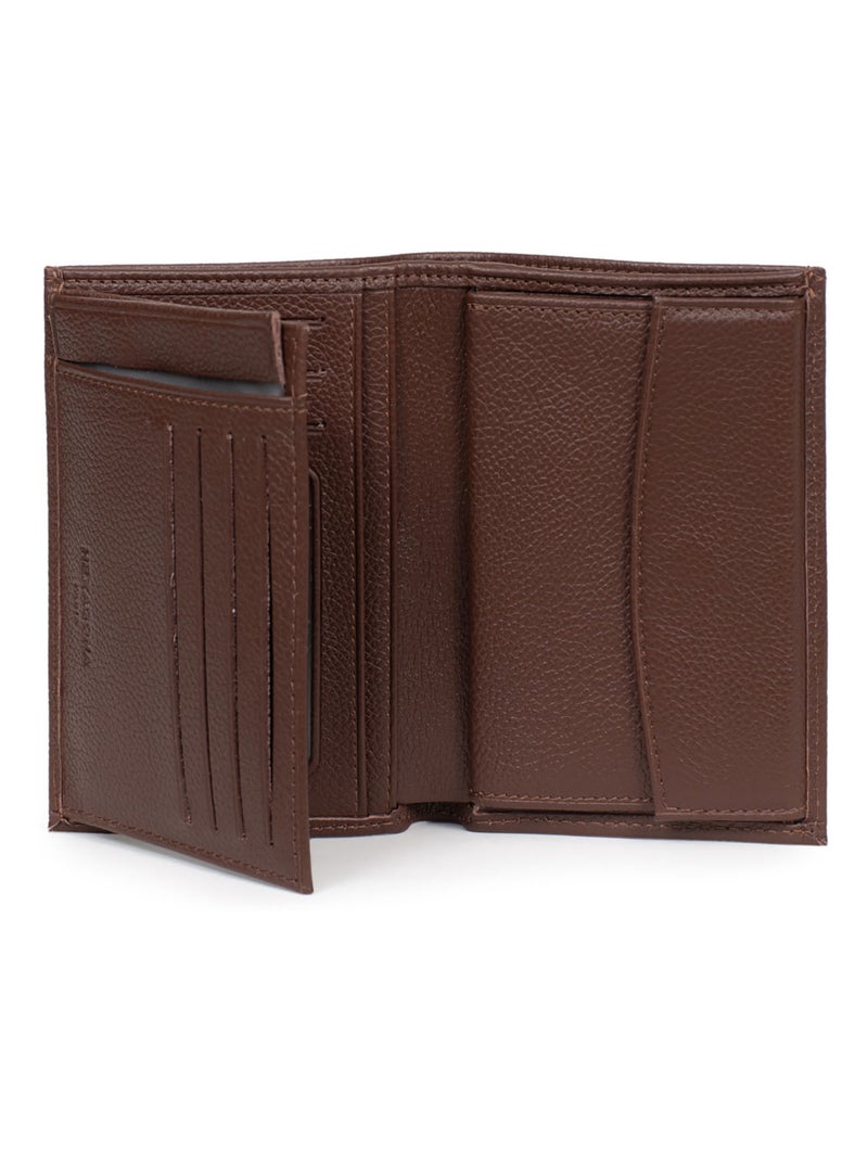 Portafoglio europeo - 2 scomparti - pelle confort hexagona Marrone cioccolato - Kiabi