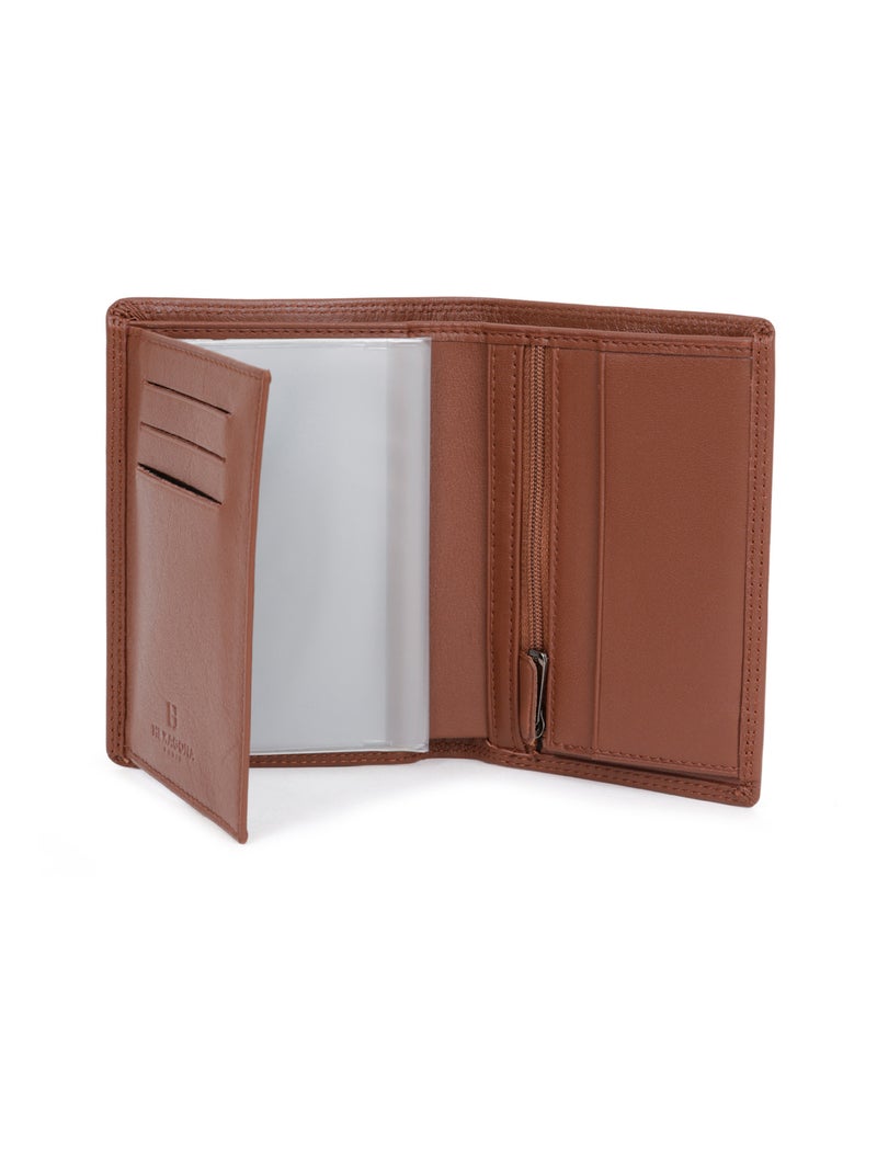 Portafoglio europeo - 2 scomparti - stop rfid - pelle sensation hexagona Cognac - Kiabi