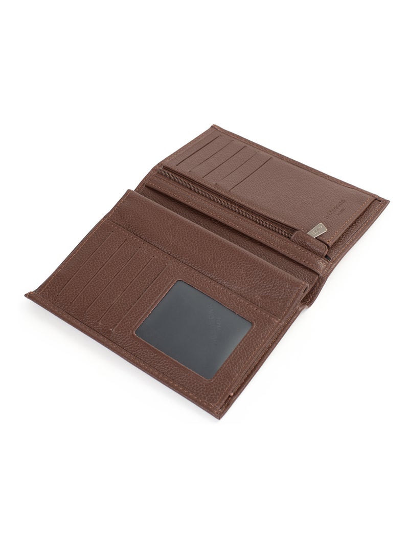 Portafoglio europeo - 3 scomparti - pelle confort hexagona Marrone cioccolato - Kiabi