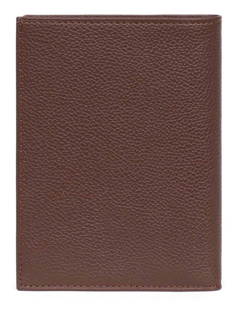 Portafoglio europeo - 3 scomparti - pelle confort hexagona Marrone cioccolato - Kiabi