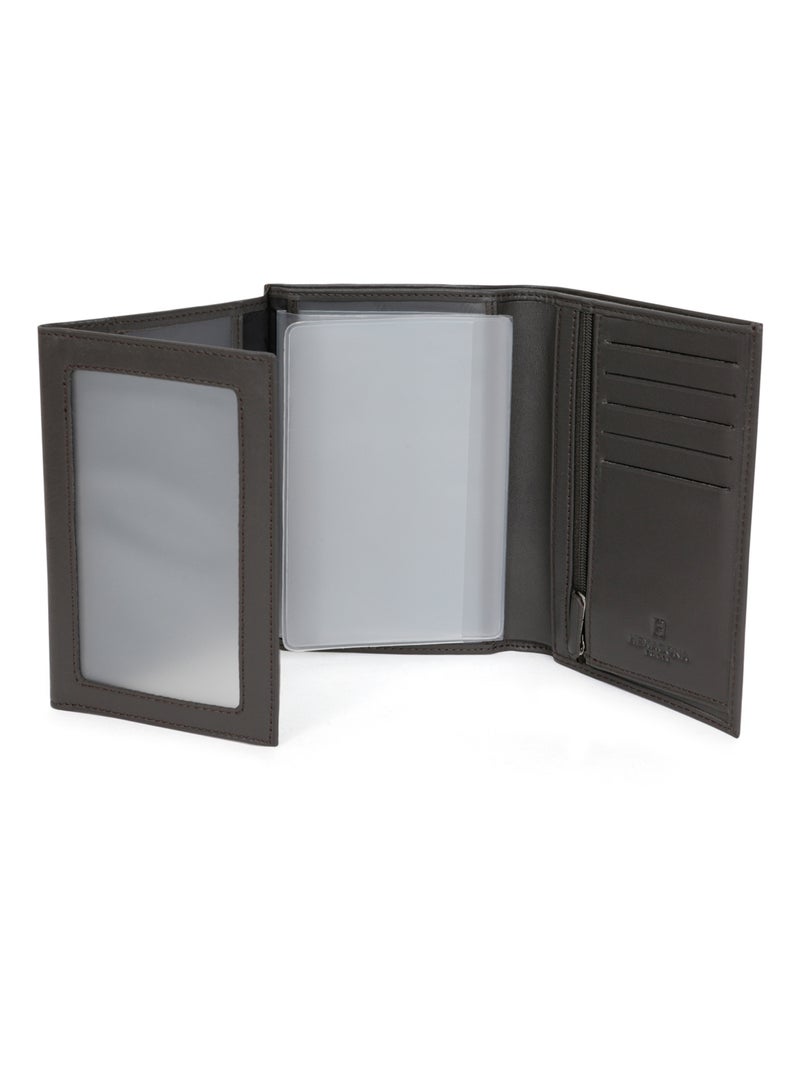 Portafoglio europeo - 3 scomparti - pelle soft hexagona Marrone - Kiabi