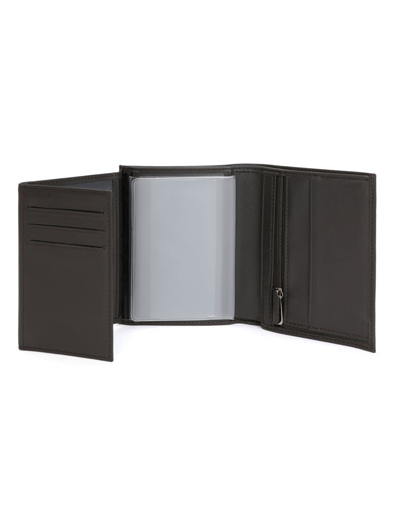 Portafoglio europeo - 3 scomparti - pelle soft hexagona Marrone - Kiabi
