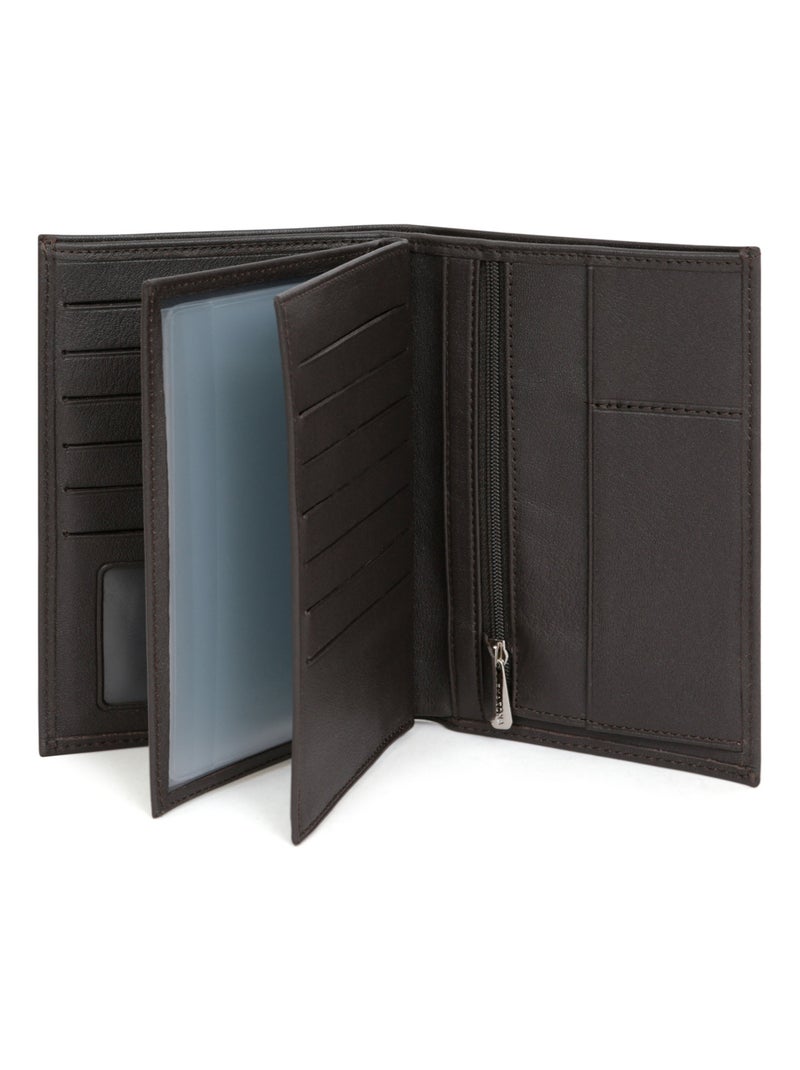 Portafoglio europeo - 3 scomparti - pelle soft hexagona Marrone - Kiabi