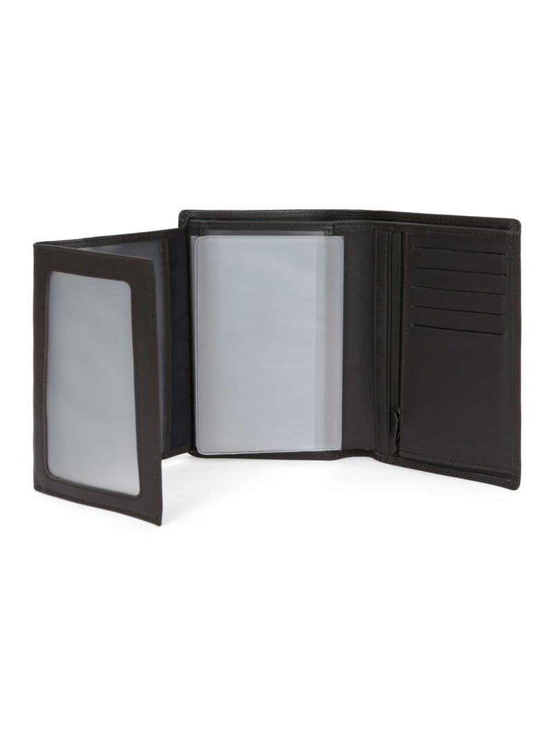 Portafoglio europeo - 3 scomparti - stop rfid - pelle sensation hexagona Marrone scuro - Kiabi