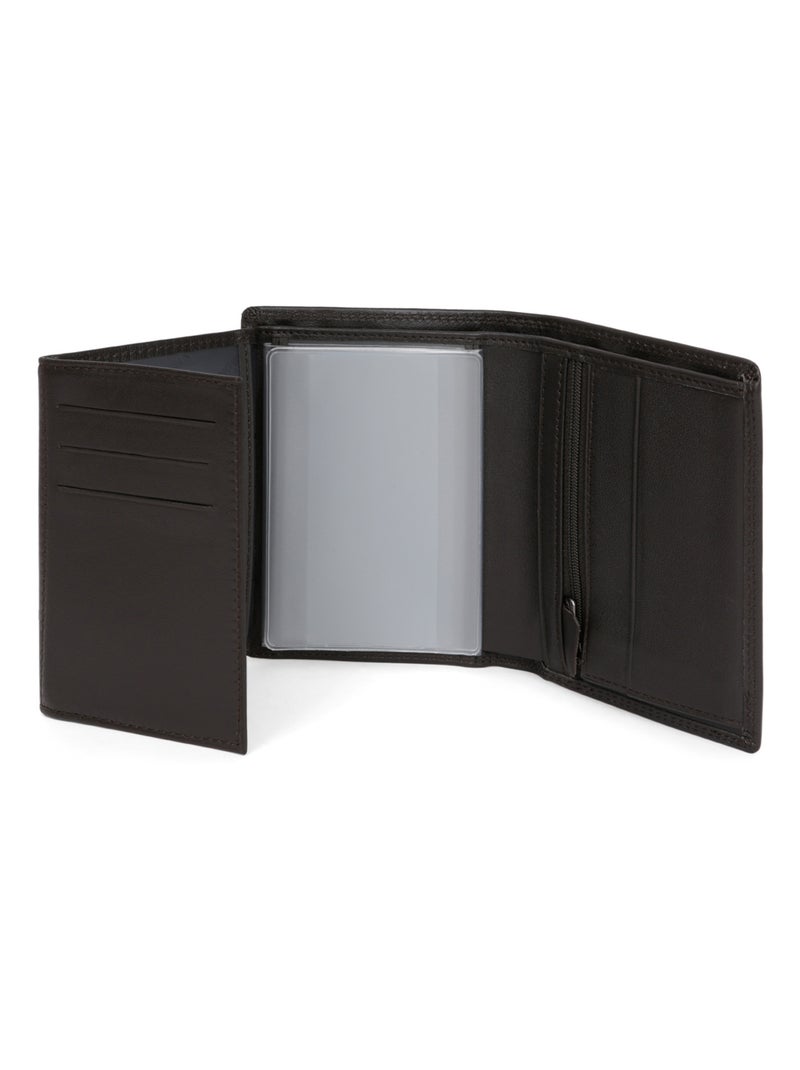 Portafoglio europeo - 3 scomparti - stop rfid - pelle sensation hexagona Marrone scuro - Kiabi