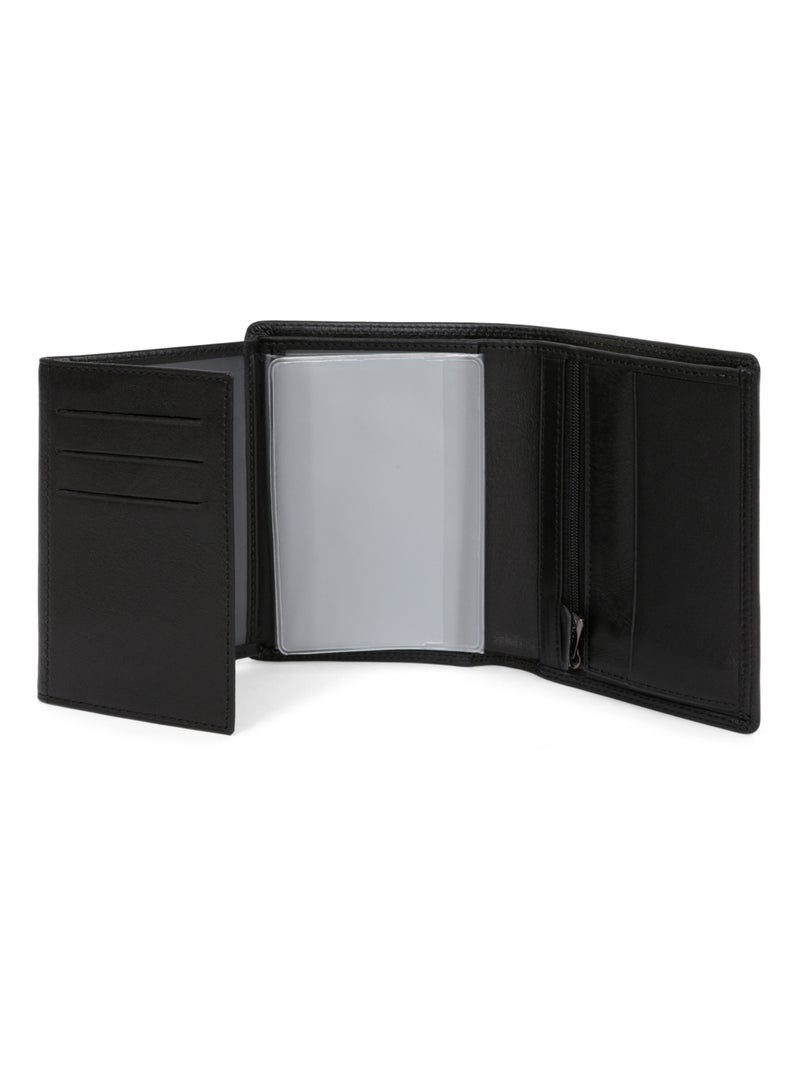 Portafoglio europeo - 3 scomparti - stop rfid - pelle sensation hexagona Nero - Kiabi