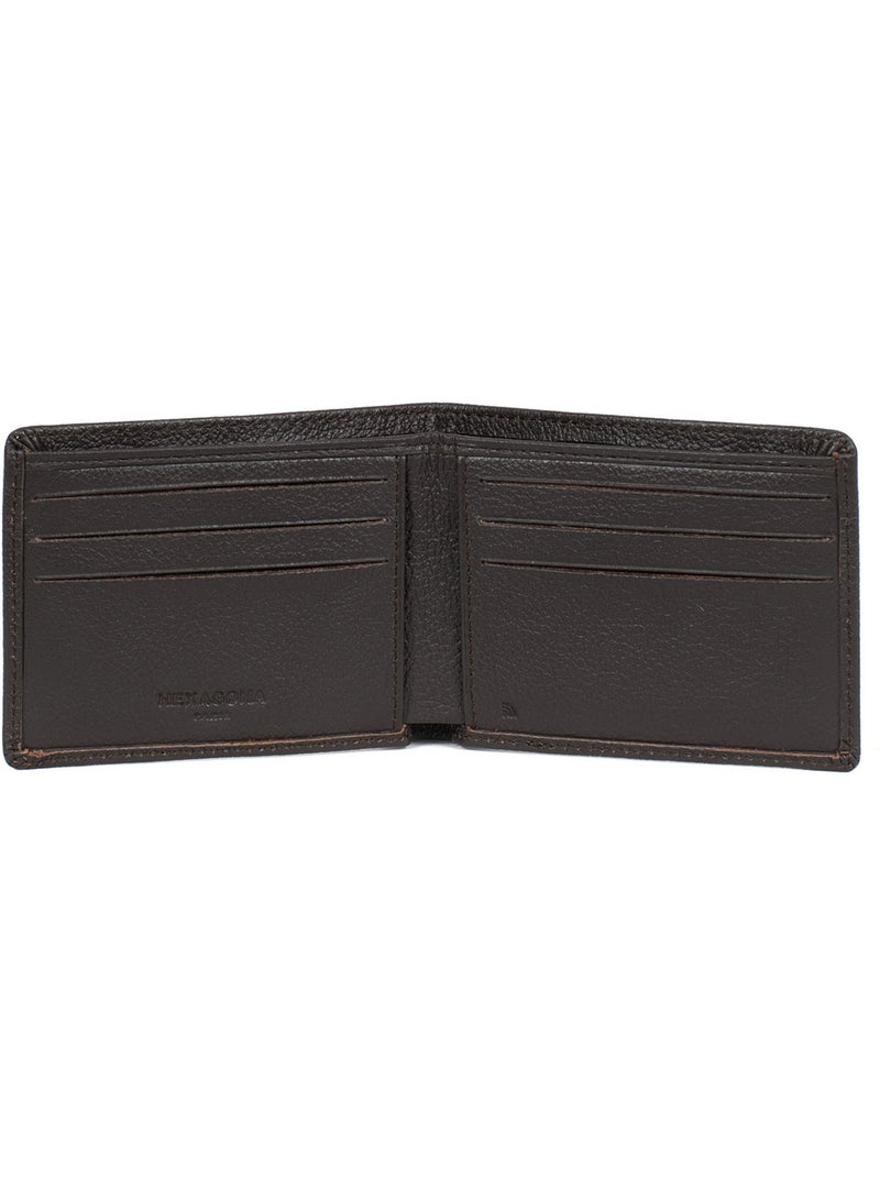 Portafoglio italiano - 1 scomparto - stop rfid - pelle di vitello confort hexagona Marrone scuro - Kiabi